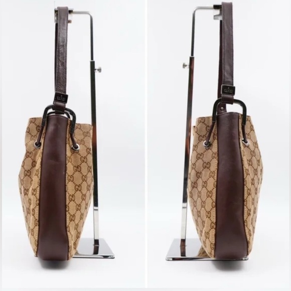 Gucci GG Monogram Canvas Drawstring Shoulder Bag EUC - Picture 11 of 13
